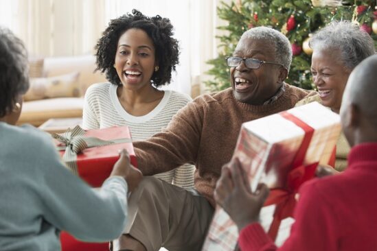 Family exchange gifts during Christmas