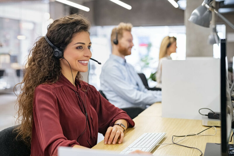 Woman at a call center